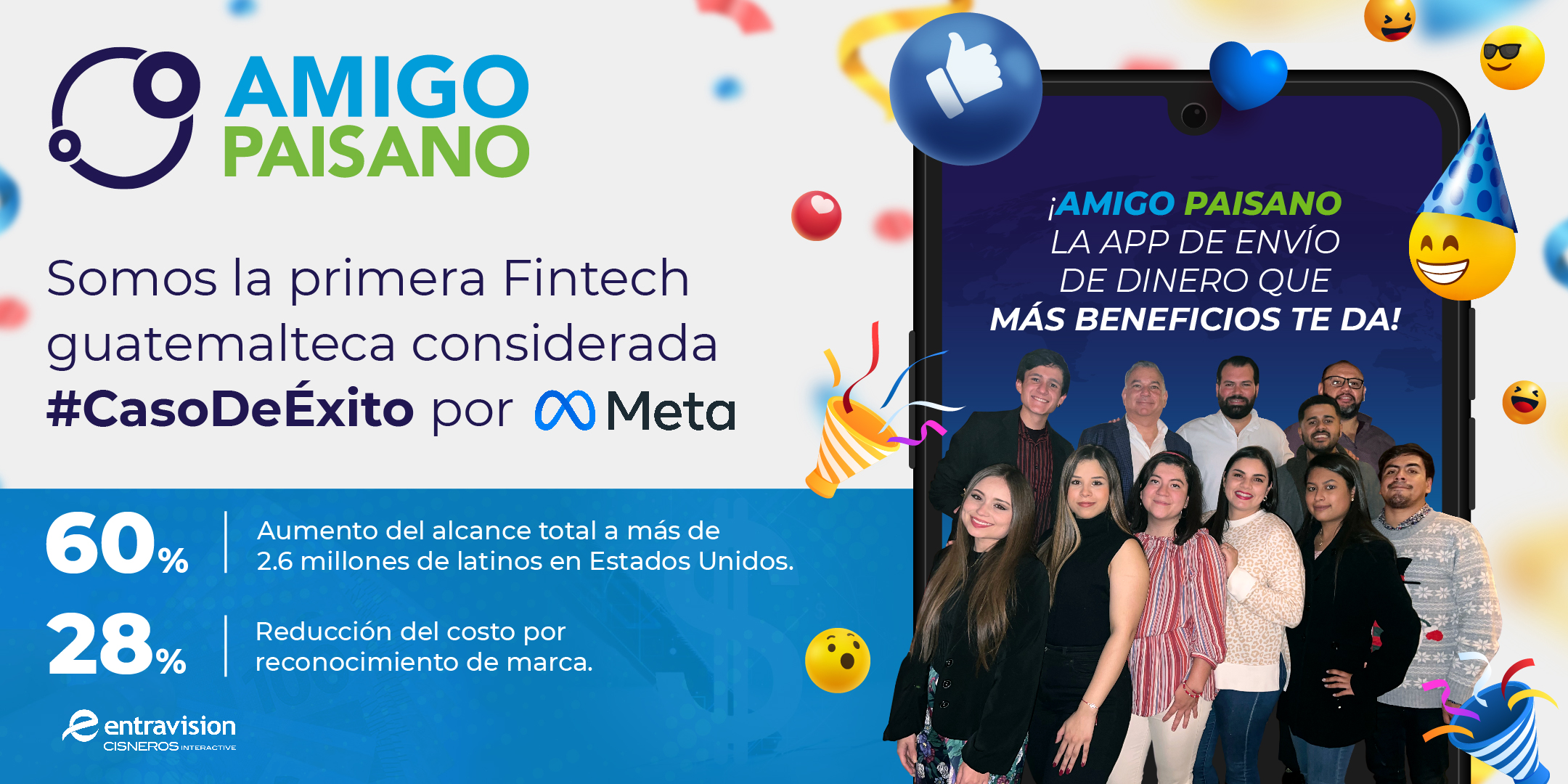 Amigo Paisano recibe el reconocimiento de Meta (Facebook) como el primerla primera fintech guatemalteca en ser considerada Caso de Éxito.